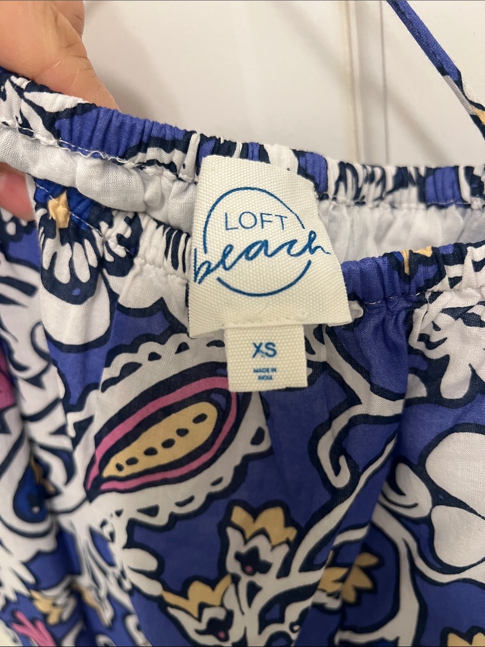 LOFT Blue Paisley Floral Maxi Dress with Spaghetti Straps - Picture 8 of 10